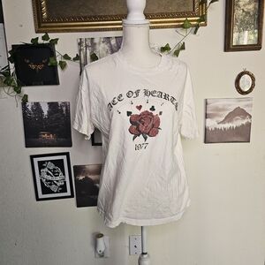 Ace of hearts trendy tshirt rose shirt 1977
